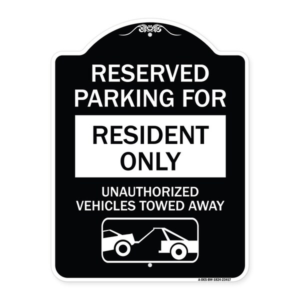 Parking Lot Reserved Parking for Residents Only Unauthorized Vehicles Towed Away Wit, BW-1824-23417
